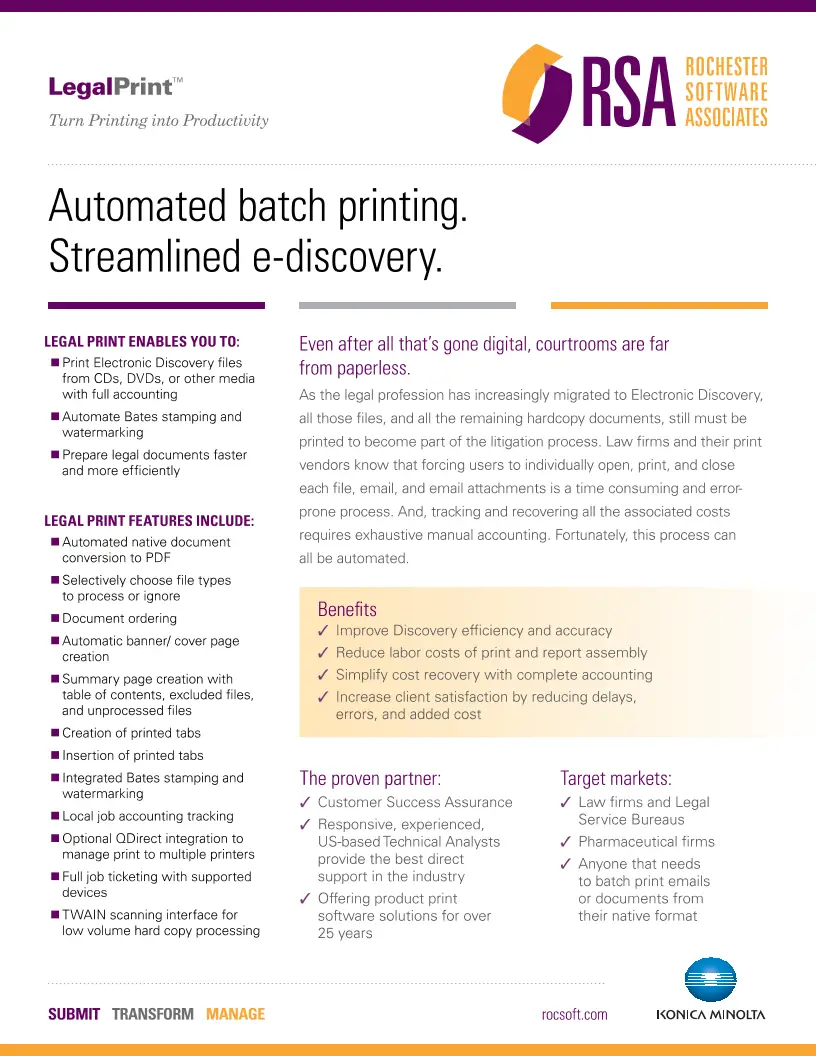 KM, RSA, Legal Print, Konica-Minolta, Supreme Office Technology